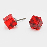 12mm Genuine crystal cube stud earrings