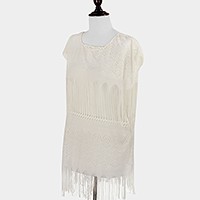 Mesh fringe poncho