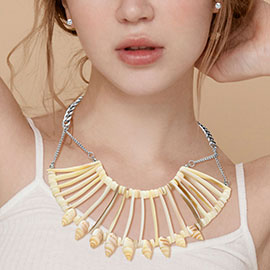 Shell bar bib necklace