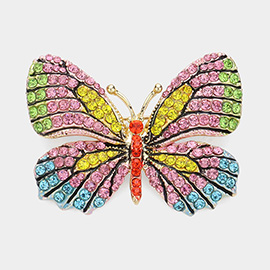 Rhinestone Pave Butterfly Pin Brooch