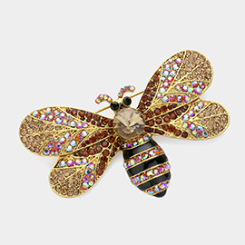 Rhinestone Honey Bumble Bee Pin Brooch