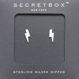 SECRET BOX_Sterling Silver Dipped Lightning Bolt Stud Earrings