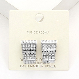 Crystal Pave Metal Stud Earrings