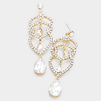 Crystal Rhinestone Teardrop Dangle Evening Earrings