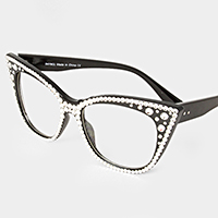 Crystal Cat Eye Clear Optical Lens Glasses