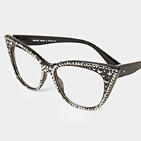 Crystal Cat Eye Clear Optical Lens Glasses