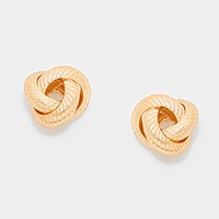 Textured metal love knot stud earrings