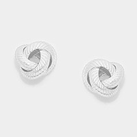 Textured metal love knot stud earrings