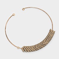 Flat metal chevron disc cluster cuff bracelet