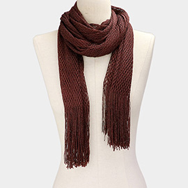 Metallic Net  Fringe Oblong Scarf