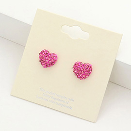 Crystal Pave Heart Stud Earrings