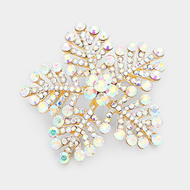 Crystal Pave Snowflake Pin Brooch