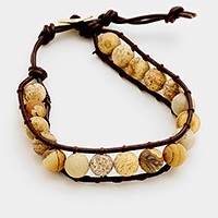 Tied natural stone bead bracelet