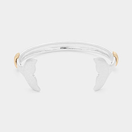 Two Tone Metal Whale Tail Tip Cuff Bracelet