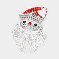 Crystal Santa Claus fringe beard brooch