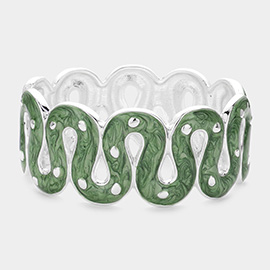 Wavy Enamel Hinged Bracelet