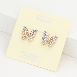 Rhinestone Pave Butterfly Stud Earrings