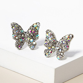 Rhinestone Pave Butterfly Stud Earrings