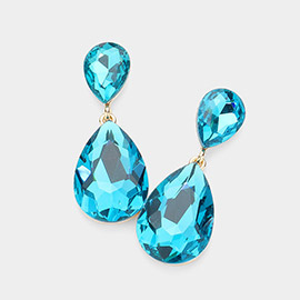 Glass Crystal Teardrop Evening Earrings