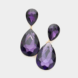 Glass Crystal Teardrop Evening Earrings