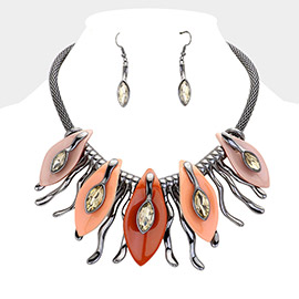 Glass Crystal Enamel Statement Necklace