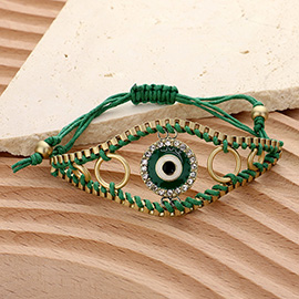 Enamel Evil Eye Adjustable Cinch Pull Tie Bracelet