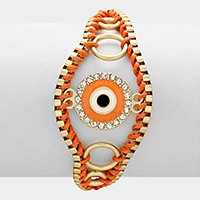 Enamel evil eye cinch bracelet