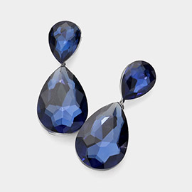 Glass Crystal Teardrop Evening Earrings