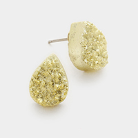 Semi precious druzy stud earrings