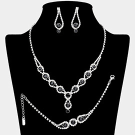 Rhinestone Bubble Necklace Jewelry Set