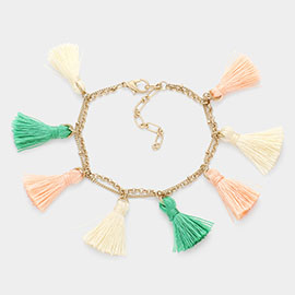 Triple Color Tassel Charm Bracelet