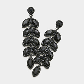 Marquise Stone Cluster Vine Dangle Evening Earrings