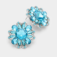 Flower Shape Stone Post Earring