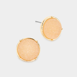 Round Faux Druzy Stone Stud Earrings