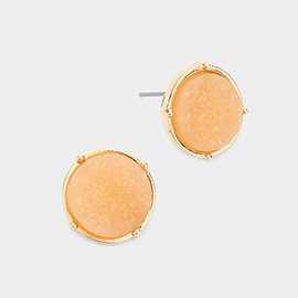 Round Faux Druzy Stone Stud Earrings