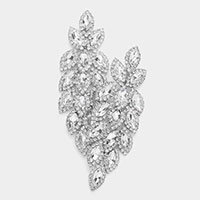 Crystal Stone Leaf Cluster Marquise Evening Earrings