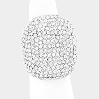 Wide Crystal Rhinestone Pave Stretch Ring