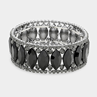 Rhinestone Trim Oval Stone Evening Bracelet