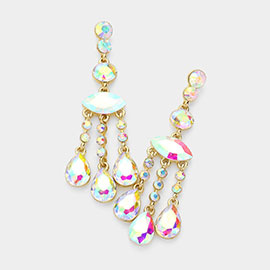 Glass Teardrop Accented Evening Earrings