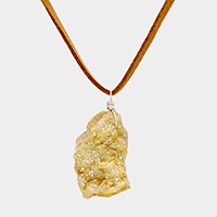 Suede Druzy Pendant Necklace