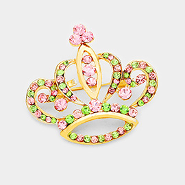 Stone Embellished Crown Pin Brooch