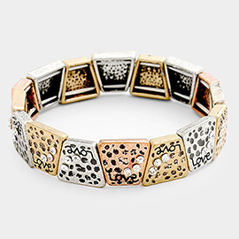 Love Bubble Textured Rhinestone Stretch Bracelet