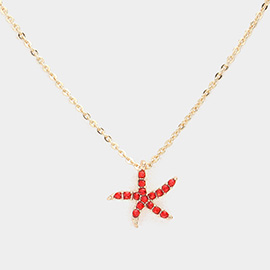 Rhinestone Paved Starfish Pendant Necklace