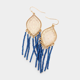 Filigree Metal Beaded Tassel Earrings