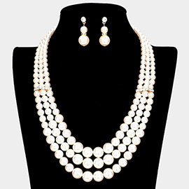 Pearl Triple Layered Bib Necklace