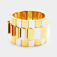 Geo Rectangular Metal Bar Stretch Bracelet