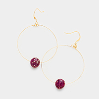 Metal Hoop Marbled Ball Earrings