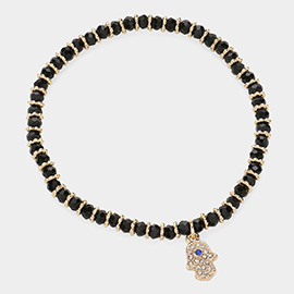 Hamsa Charm Beaded Stretch Bracelet