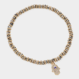 Hamsa Charm Beaded Stretch Bracelet