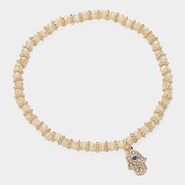 Hamsa Charm Beaded Stretch Bracelet